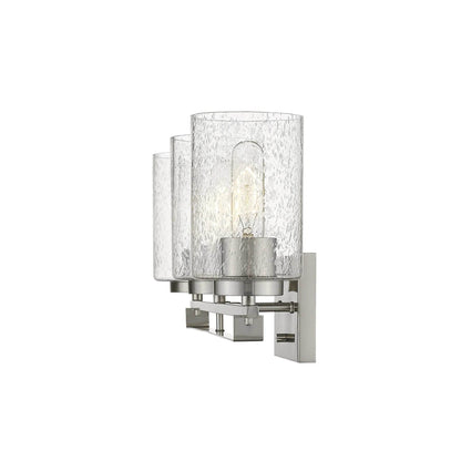 HMS Three Light Wall Sconce with Silver Metal and Textured Glass Premium Wall Lamps - Loft&Timber
