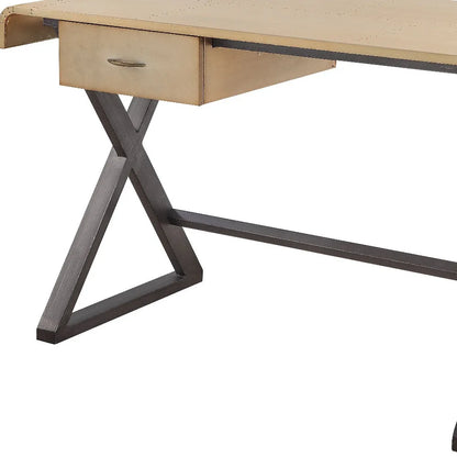 HMS 50" Luxury Gold and Black Aluminum Desk - Loft&Timber