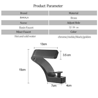 BAKALA Bathroom Deck Mounted Basin Faucet Black - Loft&Timber