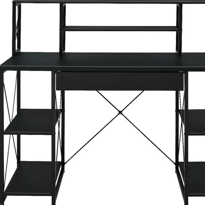 HMS 47" Black Computer Desk with Shelves - Loft&Timber