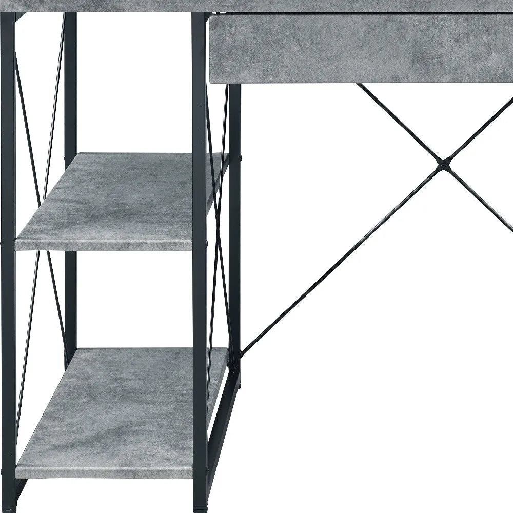 HMS 47" Gray and Black Simple Desk - Loft&Timber