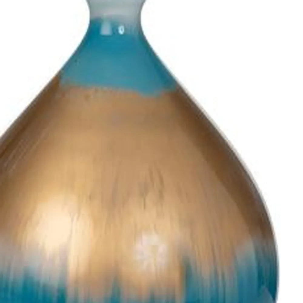 HMS Set of Two 27" Ombre Blue and Gold Glass Table Lamps with White Empire Shade - Loft&Timber