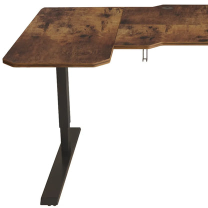 HMS 59" Brown Black L-Shape Adjustable Computer Desk - Loft&Timber