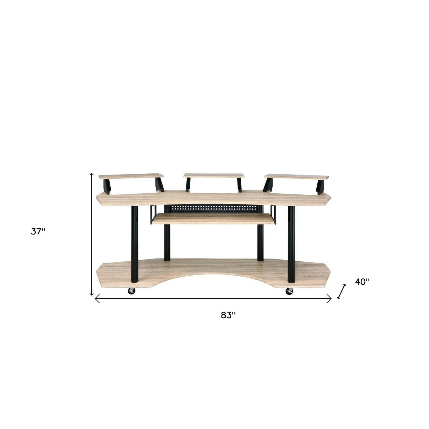 HMS 83" Natural and Black Desk - Loft&Timber