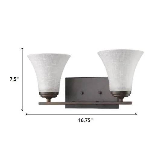 Two-Light Contemporary HMS Wall Sconce in Bronze with Tapered Crystal Glass Shade - Loft&Timber