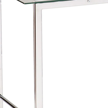 HMS 47" Writing Desk with Clear Silver Glass and Metal desksk - Loft&Timber