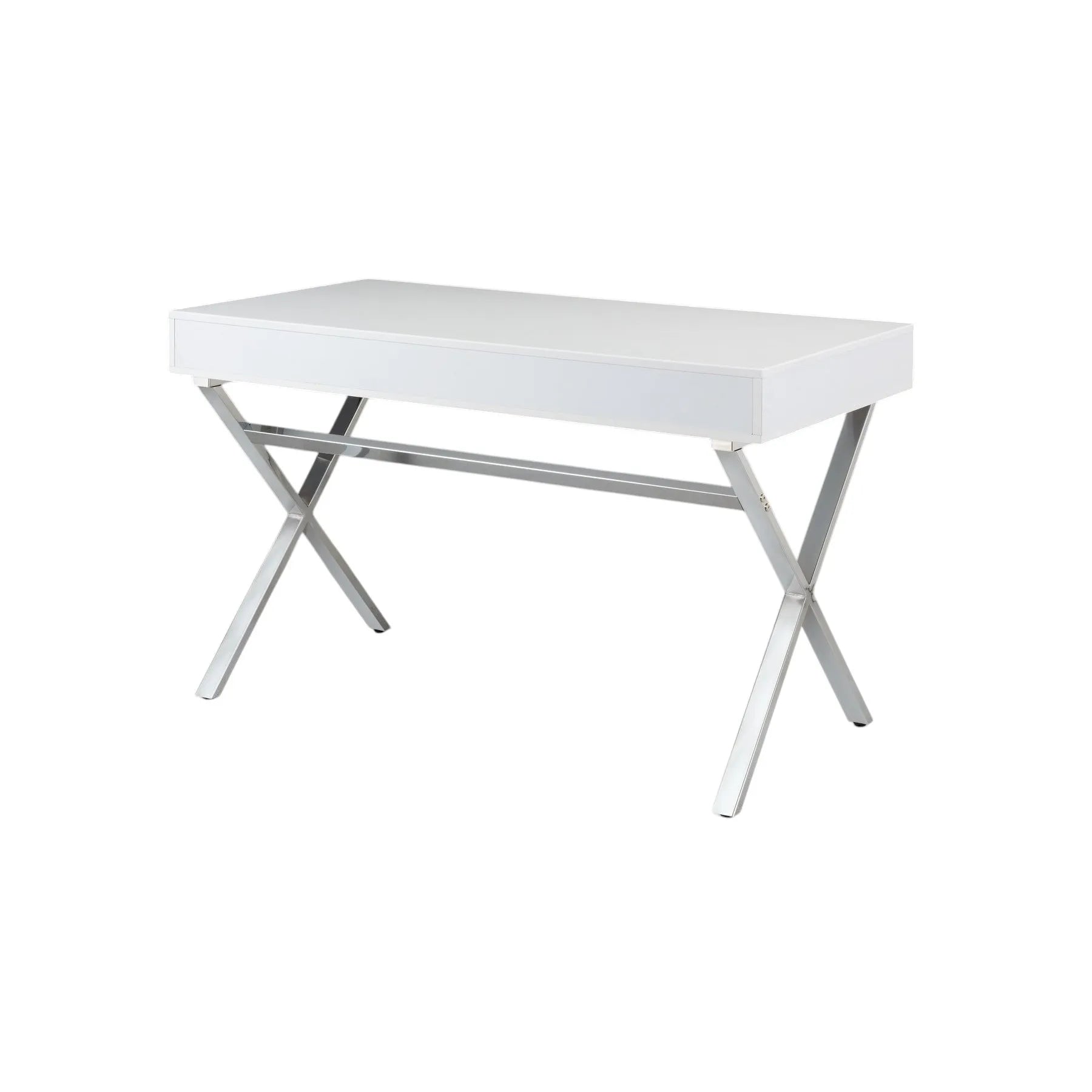 HMS 47" White and Silver Wood and Metal Computer Desk with Two Drawers - Loft&Timber