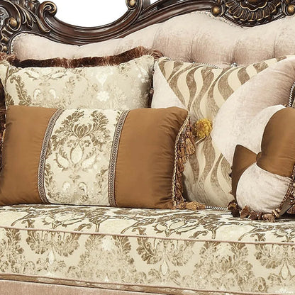 HMS 70" Beige and Brown Chesterfield Loveseat - Loft&Timber
