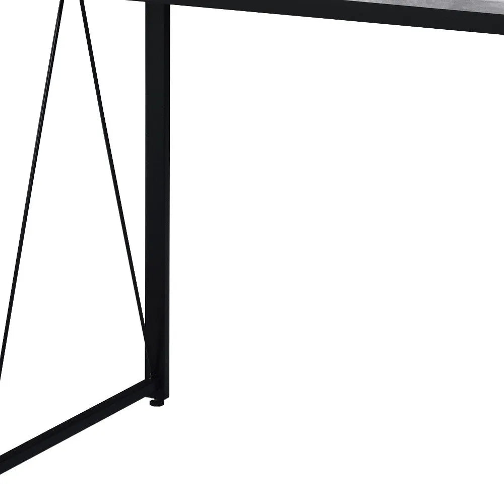 HMS 35" Antiqued White Desk with Black Leather - Loft&Timber