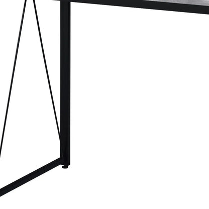 HMS 35" Antiqued White Desk with Black Leather - Loft&Timber