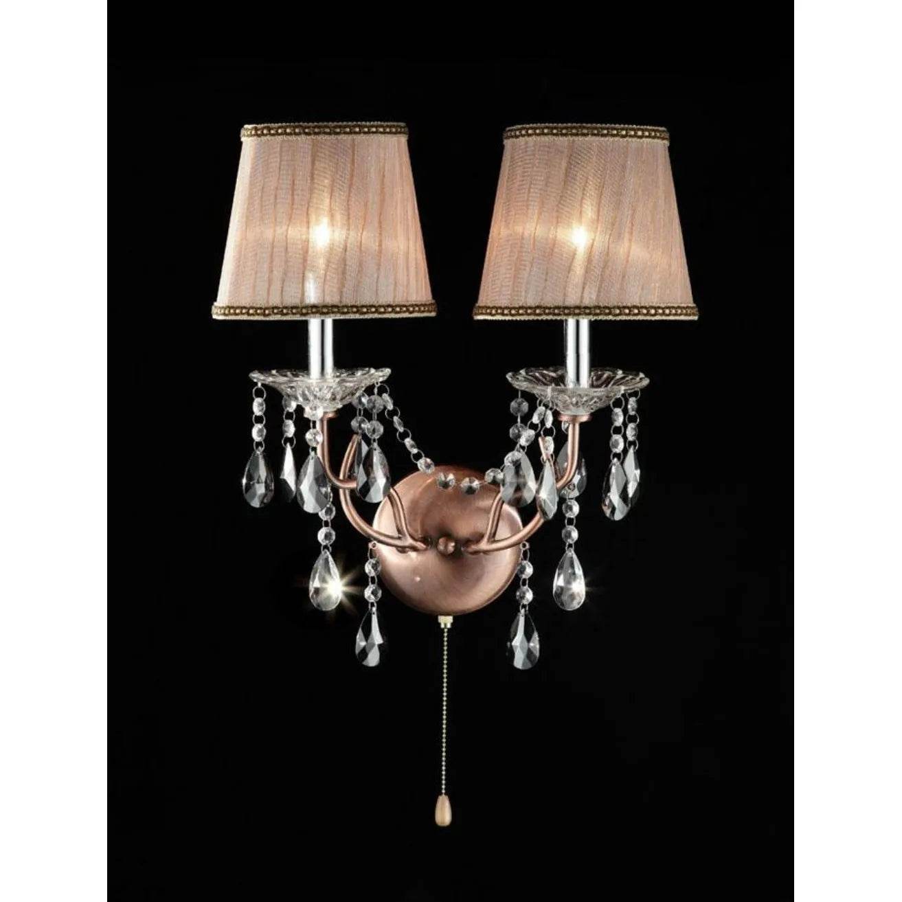 HMS Dual Light Hanging Wall Sconce Silver and Pink Faux Crystal Wall Lamps - Loft&Timber