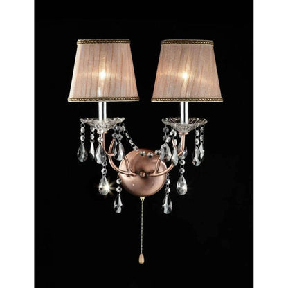 HMS Dual Light Hanging Wall Sconce Silver and Pink Faux Crystal Wall Lamps - Loft&Timber