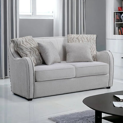 HMS 63" Beige and Black Chesterfield Loveseat - Loft&Timber