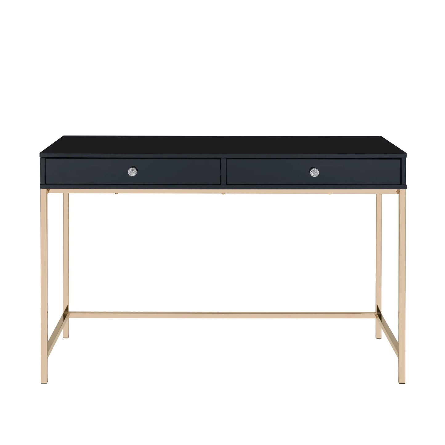 HMS 47" Black and Gold Computer Desk with Two Drawers - Loft&Timber