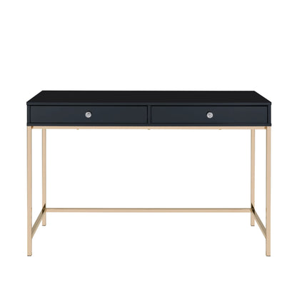 HMS 47" Black and Gold Computer Desk with Two Drawers - Loft&Timber