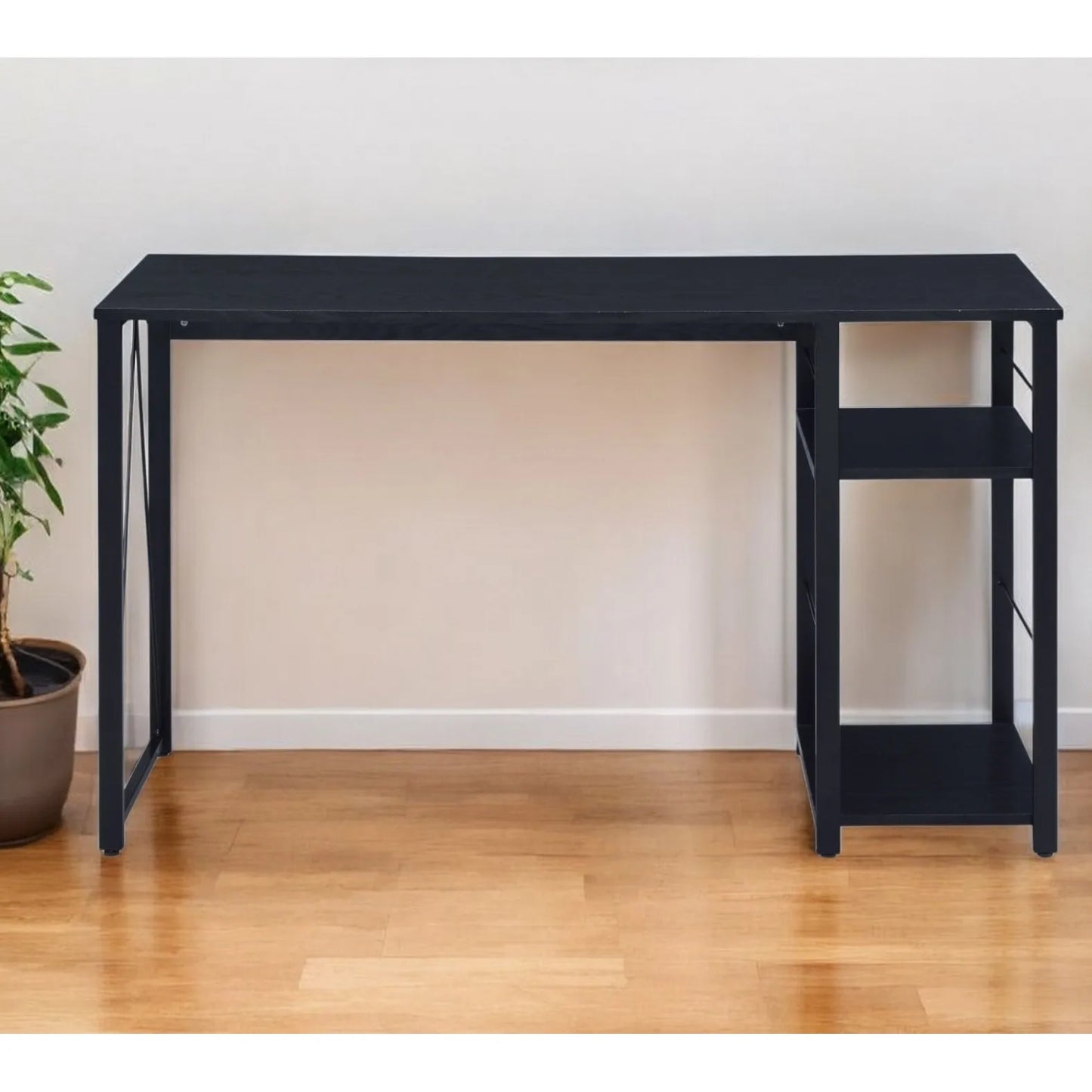 HMS 47" Simple Design Black Wooden Desk - Loft&Timber