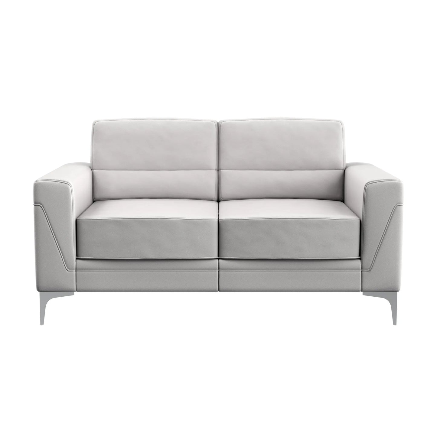 HMS 63" Light Gray Silver Faux Leather Loveseat - Loft&Timber