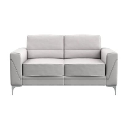 HMS 63" Light Gray Silver Faux Leather Loveseat - Loft&Timber