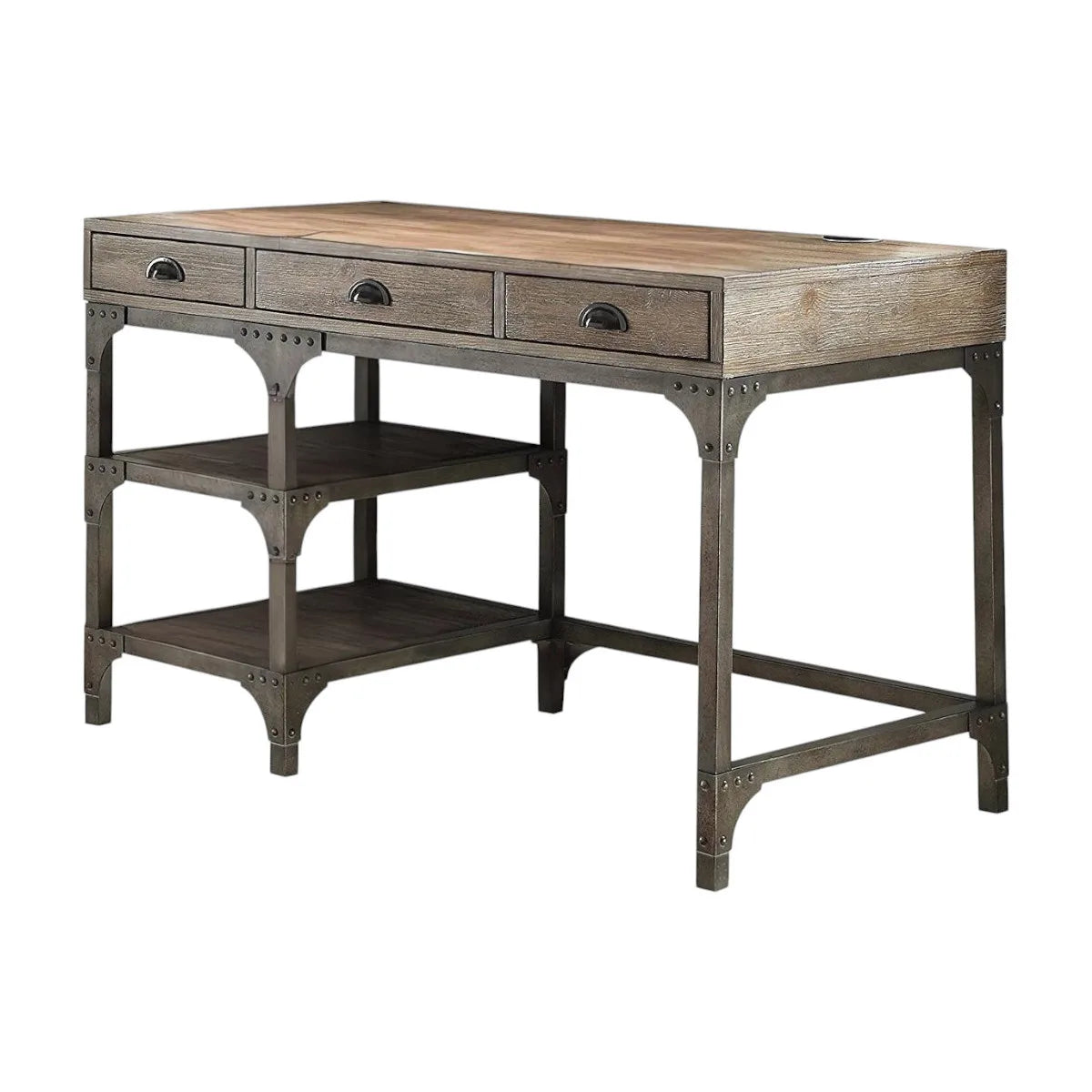 HMS 47" Solid Wood Traditional Antique Desk with Three Shelves - Loft&Timber