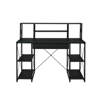 HMS 47" Black Computer Desk with Shelves - Loft&Timber