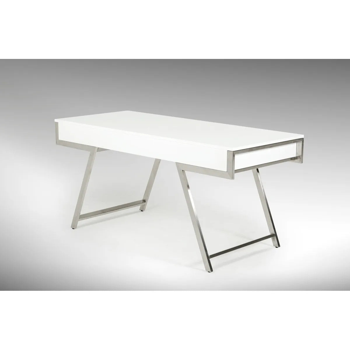 HMS 63" Modern White and Silver Melamine Desk - Loft&Timber