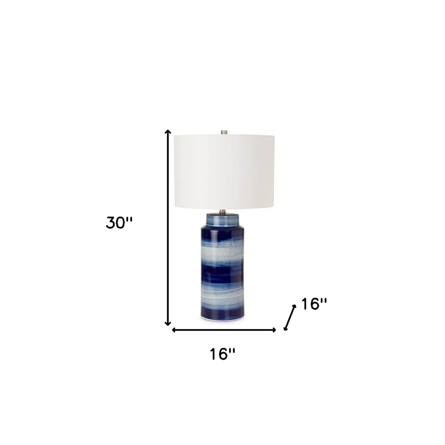 HMS Set of Two 30" Ceramic Cylinder Table Lamps Blue and White with White Drum Shade - Loft&Timber