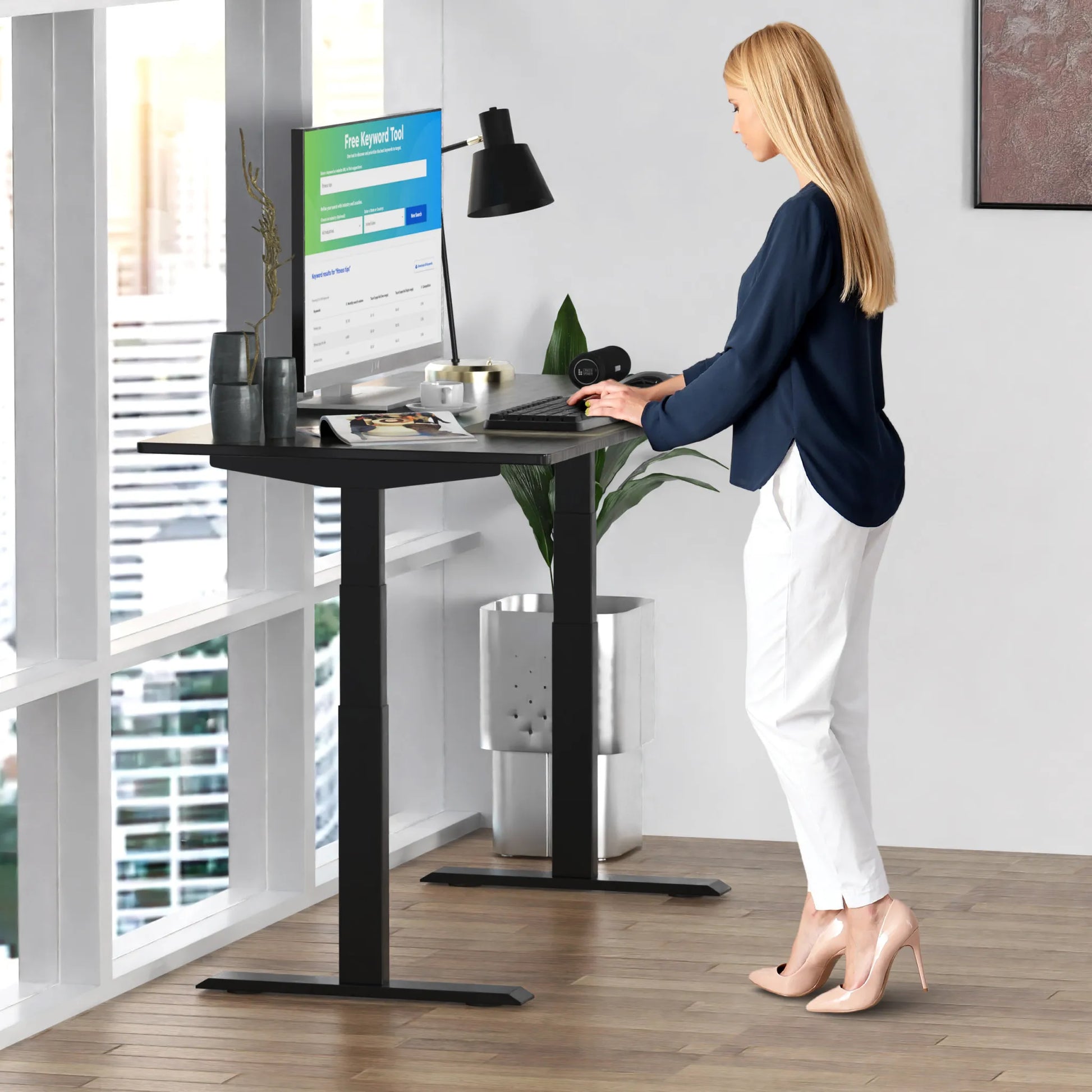 HMS 30" Adjustable Black Stainless Steel Standing Desk - Loft&Timber
