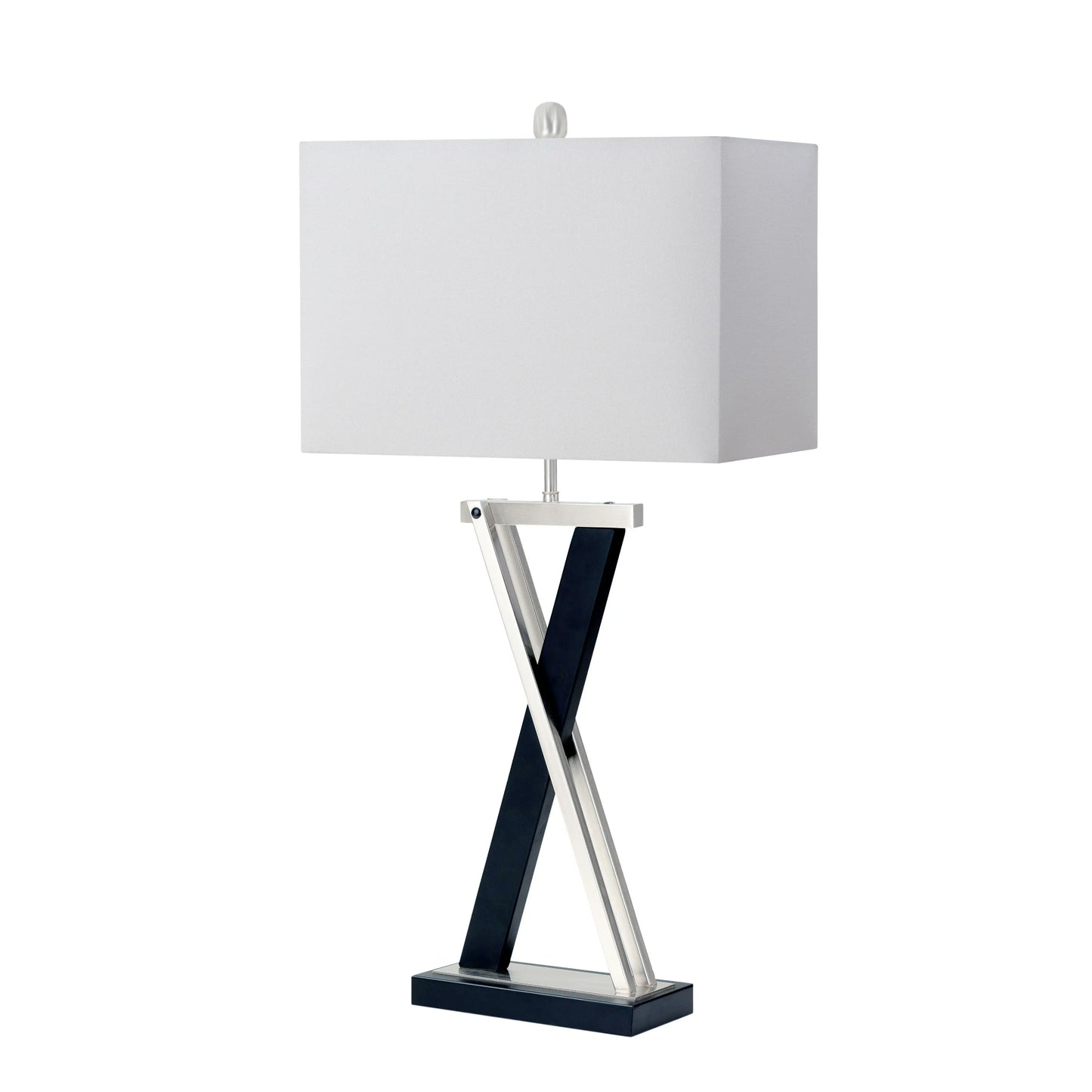 HMS Set of Two 29" Nordic Design Black Metal LED Table Lamps with White Shade - Loft&Timber