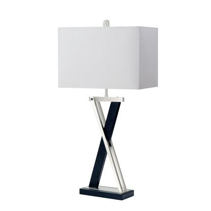 HMS Set of Two 29" Nordic Design Black Metal LED Table Lamps with White Shade - Loft&Timber