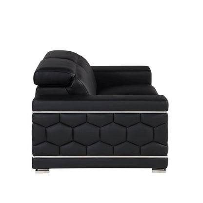 HMS 71" Black and Silver Genuine Leather Loveseat - Loft&Timber