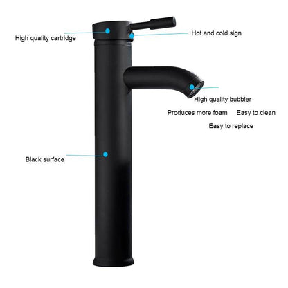 Matte Black Single Handle Cold Hot Water Basin Faucet - Loft&Timber