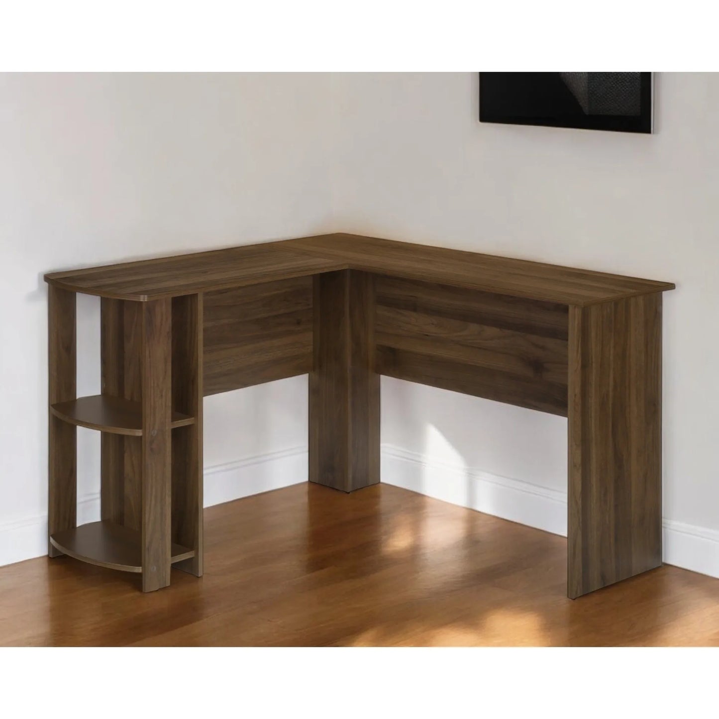HMS 47" Brown Wood Corner Computer Desk - Loft&Timber