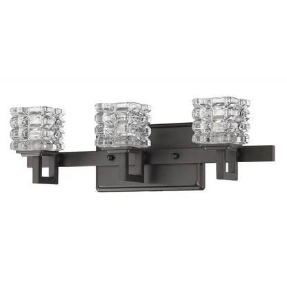 HMS Coralie 3-Light Modern Oil-Rubbed Bronze Sconce Warm White Pressed Crystal Shades Europe Decorative Wall Lamps for Recessed - Loft&Timber