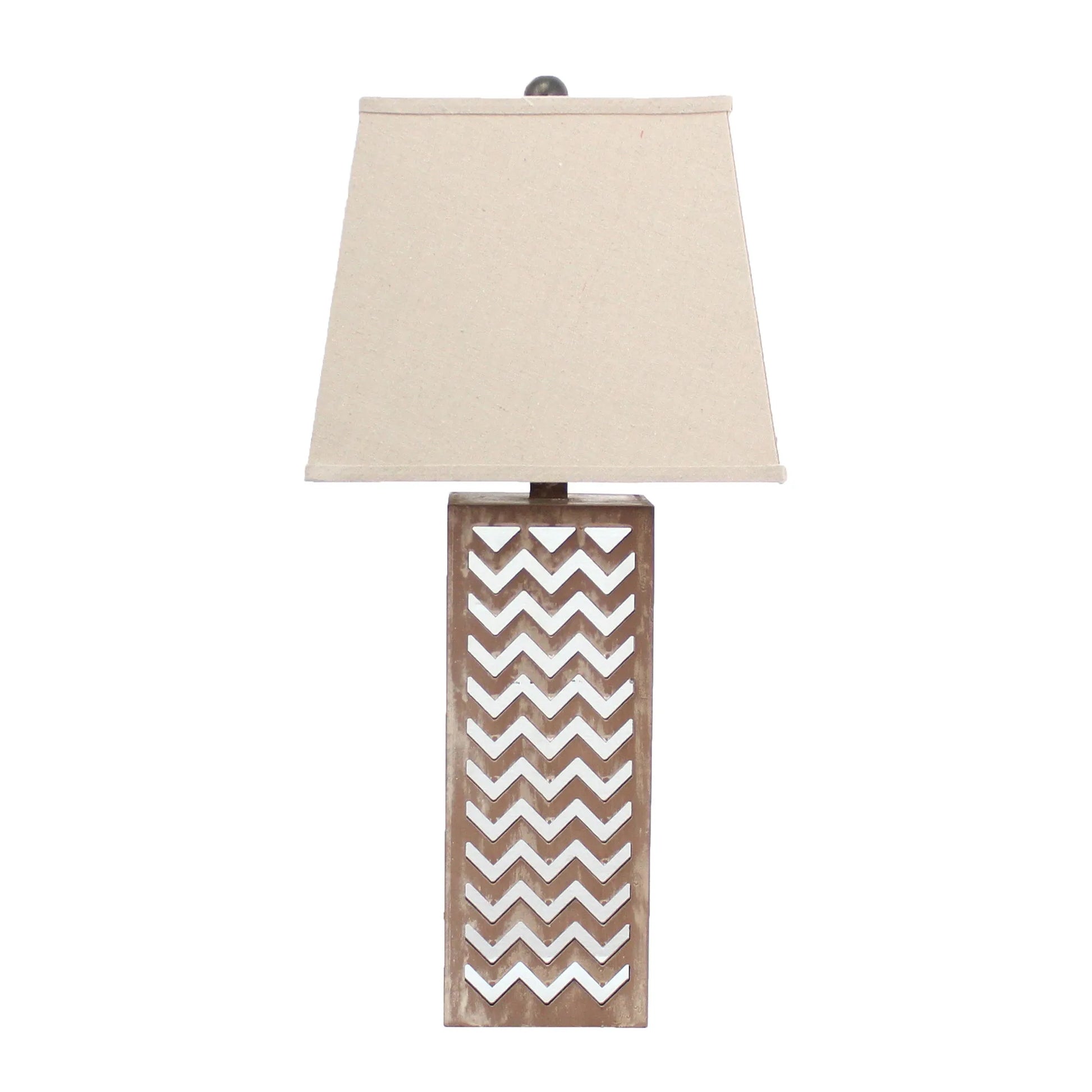 HMS 28" Distressed Natural and Silver Meta Lamp with Beige Cone Shade - Loft&Timber