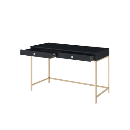 HMS 47" Black and Gold Computer Desk with Two Drawers - Loft&Timber