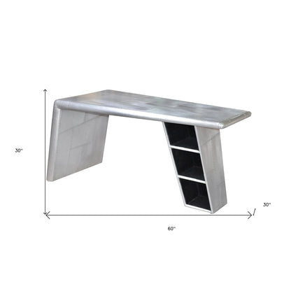 HMS 60" Silver Aluminum Desk with Adjustable Height - Loft&Timber