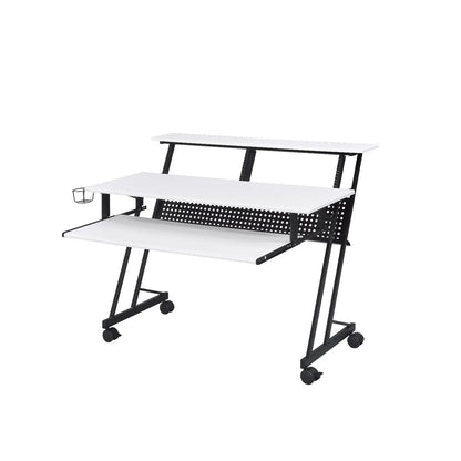 HMS 47" Modern White Black Computer Desk - Loft&Timber