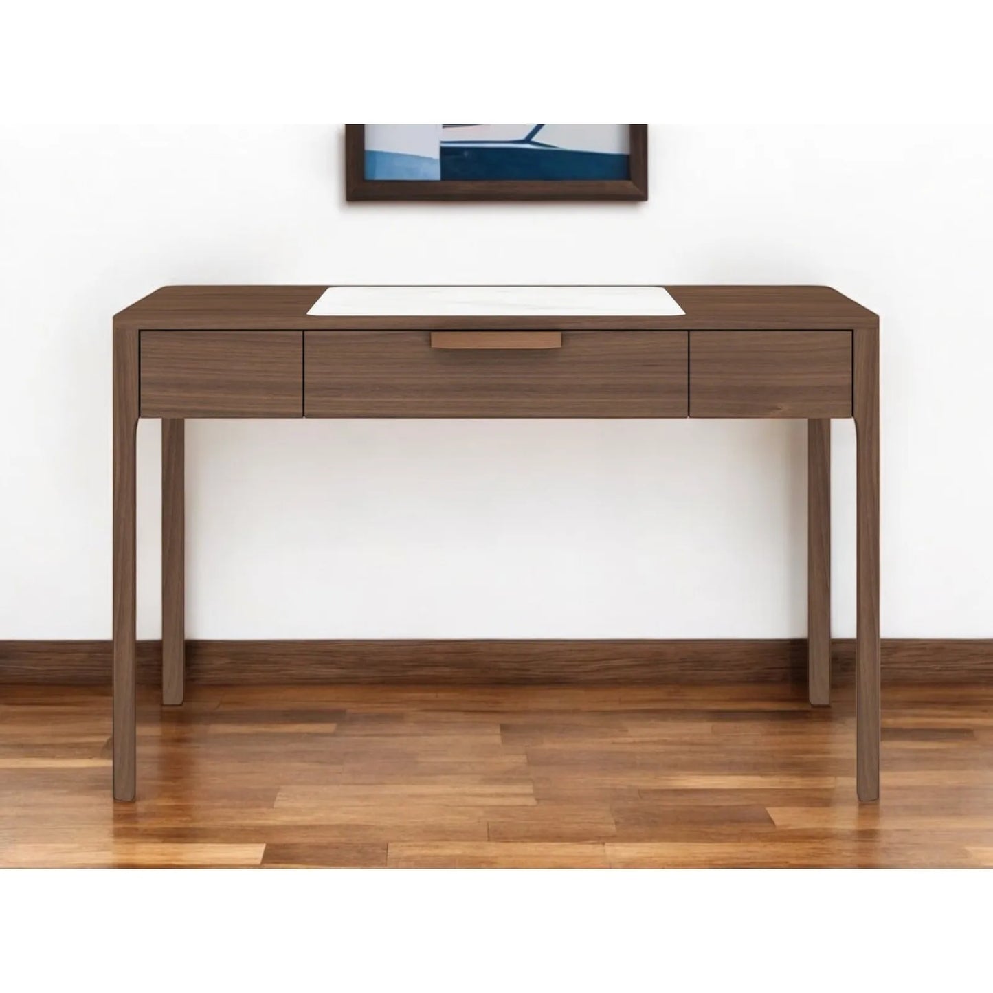 HMS 47" White and Brown Marble Wood Computer Desk - Loft&Timber
