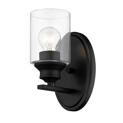 Hms One Light Matte Black Wall Light with Clear Glass Shade - Loft&Timber