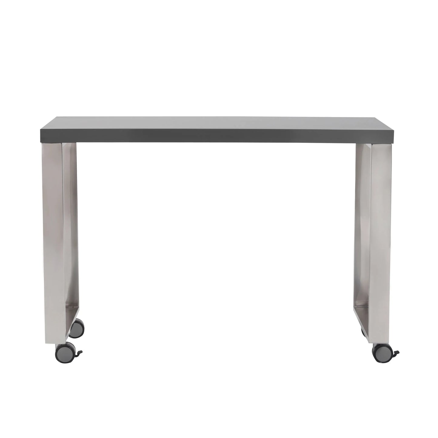 HMS 39" Gray and Silver Wood and Stainless Steel Rolling Sled Writing Desk - Loft&Timber