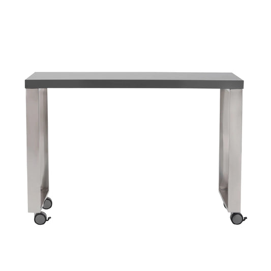 HMS 39" Gray and Silver Wood and Stainless Steel Rolling Sled Writing Desk - Loft&Timber