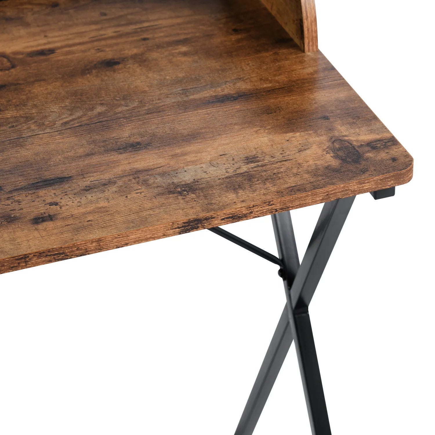HMS 47" Brown and Black X-Shape Computer Desk - Loft&Timber
