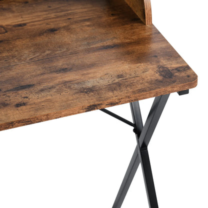 HMS 47" Brown and Black X-Shape Computer Desk - Loft&Timber