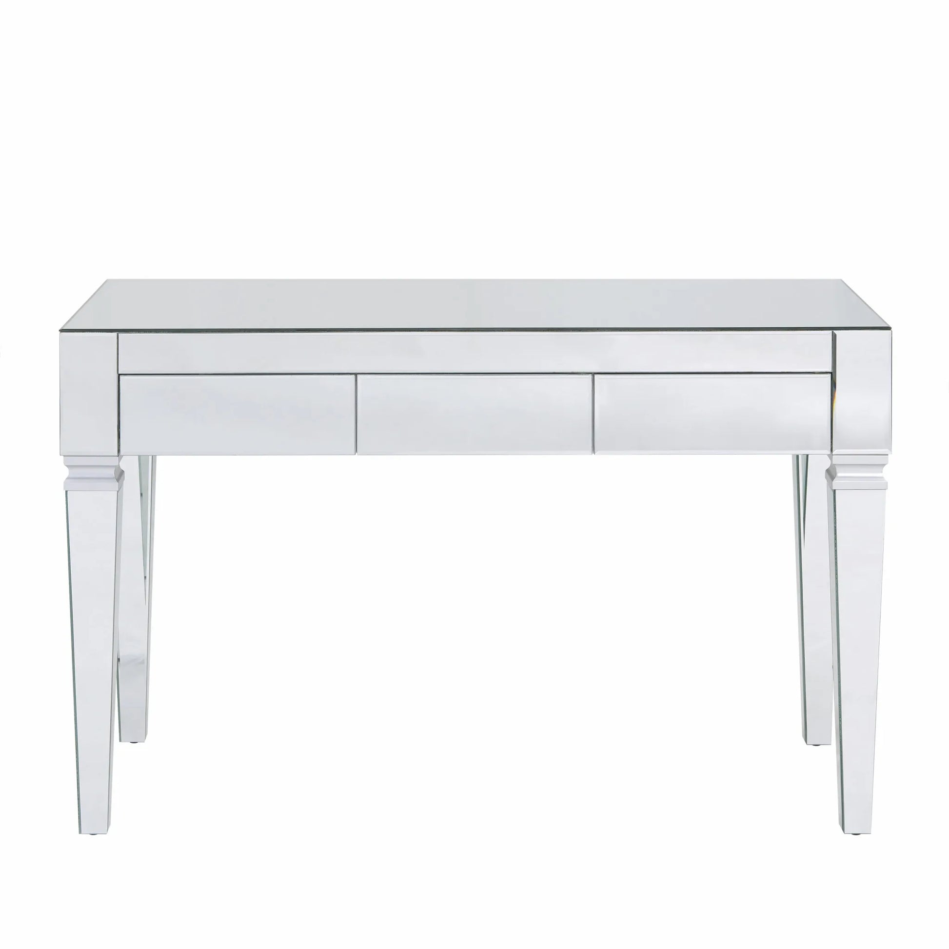 HMS 47" Solid Wood Silver Mirrored Writing Desk with Three Drawers - Loft&Timber