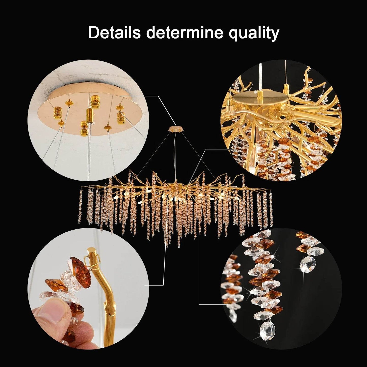 Light Luxury Luxury Amber Crystal Tassel Lamps - Loft&Timber