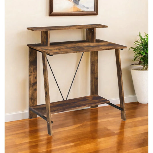 HMS 32" Brown Minimalist Modern Desk - Loft&Timber