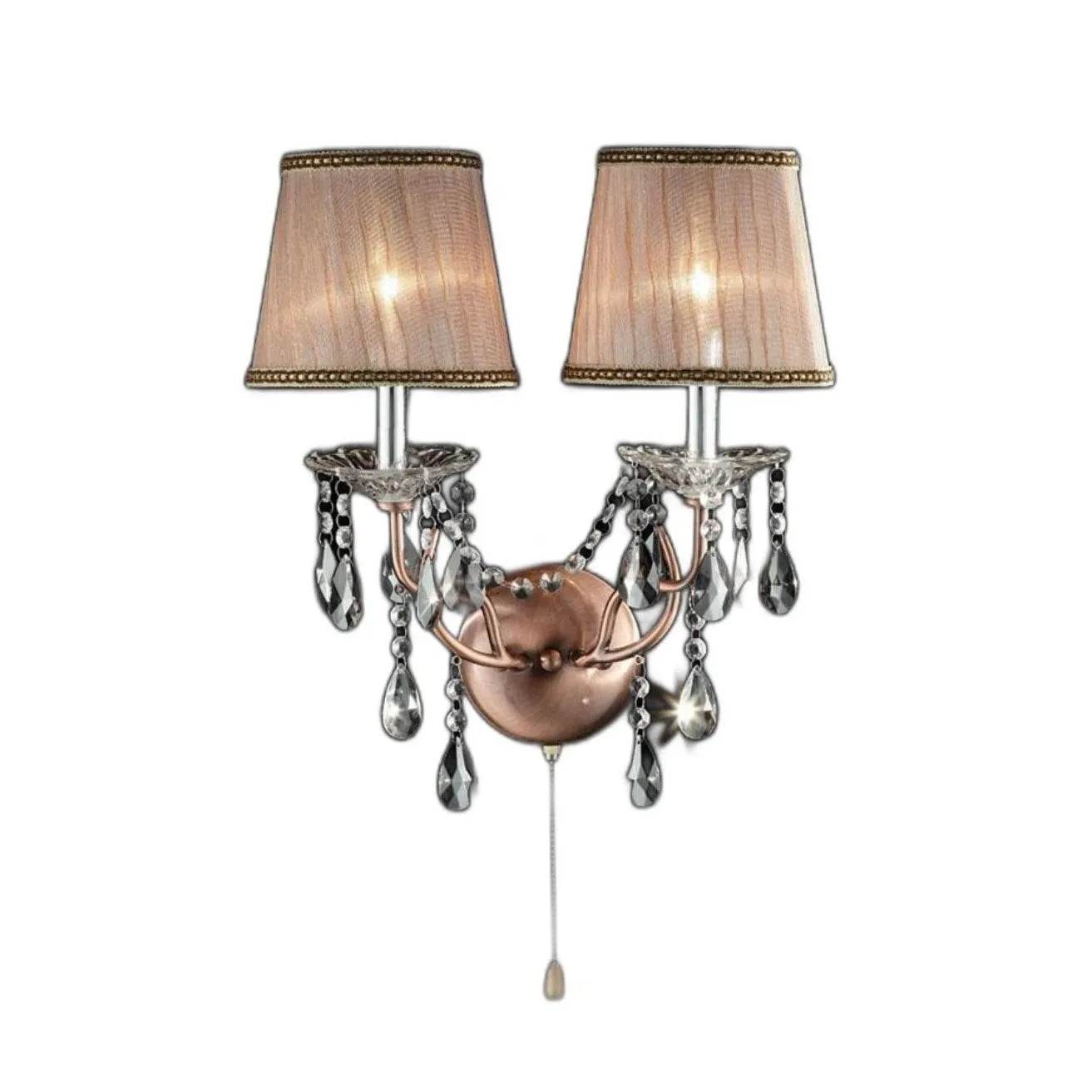 HMS Dual Light Hanging Wall Sconce Silver and Pink Faux Crystal Wall Lamps - Loft&Timber