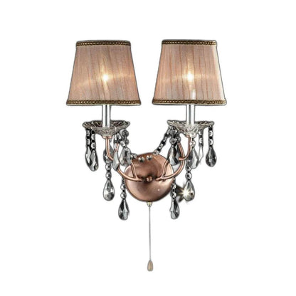 HMS Dual Light Hanging Wall Sconce Silver and Pink Faux Crystal Wall Lamps - Loft&Timber