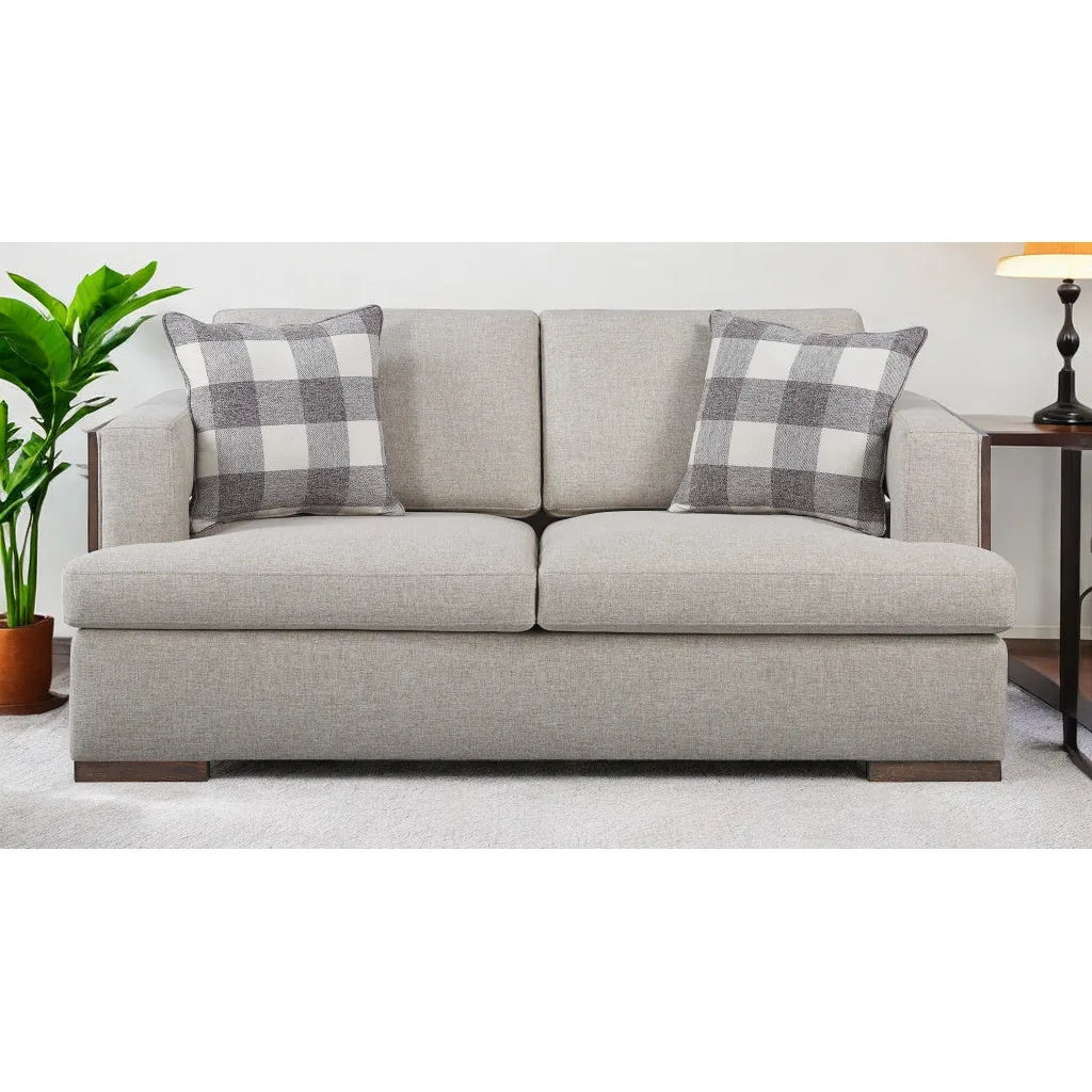 72" Beige and Brown Linen Loveseat - Loft&Timber