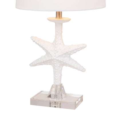 HMS Set of Two 28" Coastal Star Fish Table Lamps Clear & White with White Drum Shades - Loft&Timber